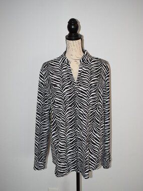 Talbots Zebra Print long sleeve button down shirt size 16